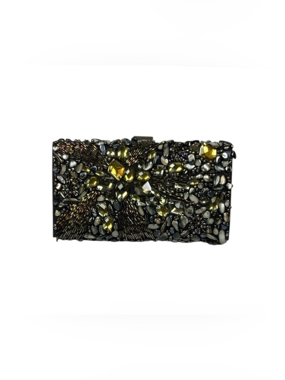 Embellished Hard-Case Evening Clutch